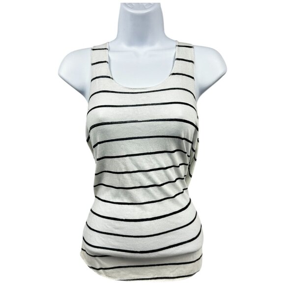 Women’s Alternative Apparel Printed Meegs Racerback Tank Top (Ivory Ink Stripe) - Picture 7 of 7